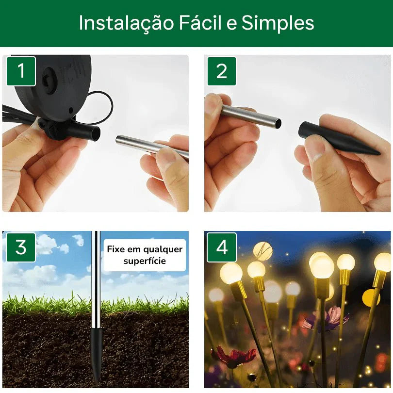 Luminária Solar LED Estilo Vaga-Lumes Iluminação Encantadora para Jardim e Varanda