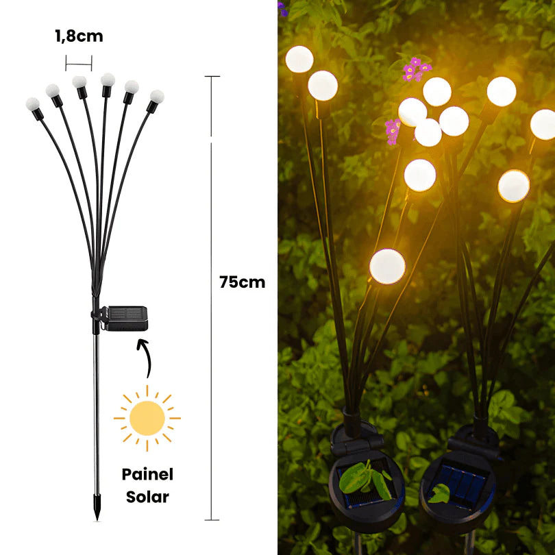 Luminária Solar LED Estilo Vaga-Lumes Iluminação Encantadora para Jardim e Varanda