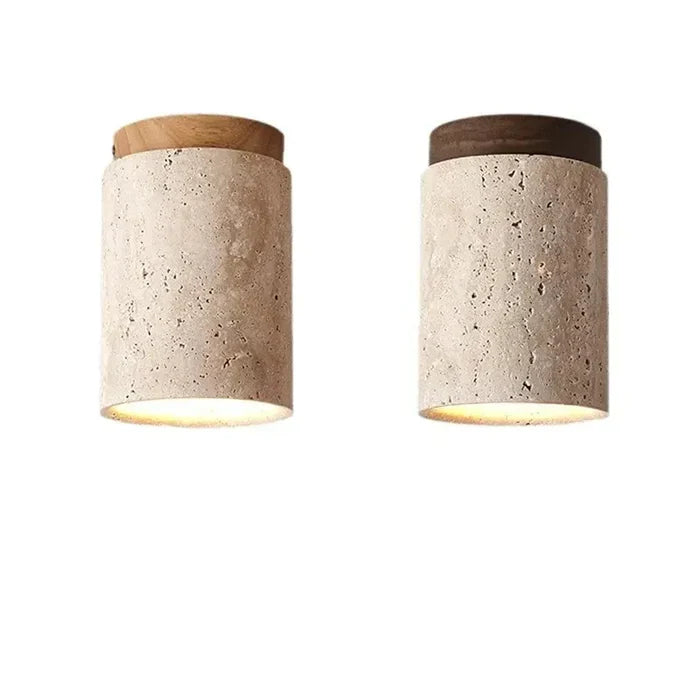 Lustre Pedra Travertino com Textura Natural e Iluminação Aconchegante