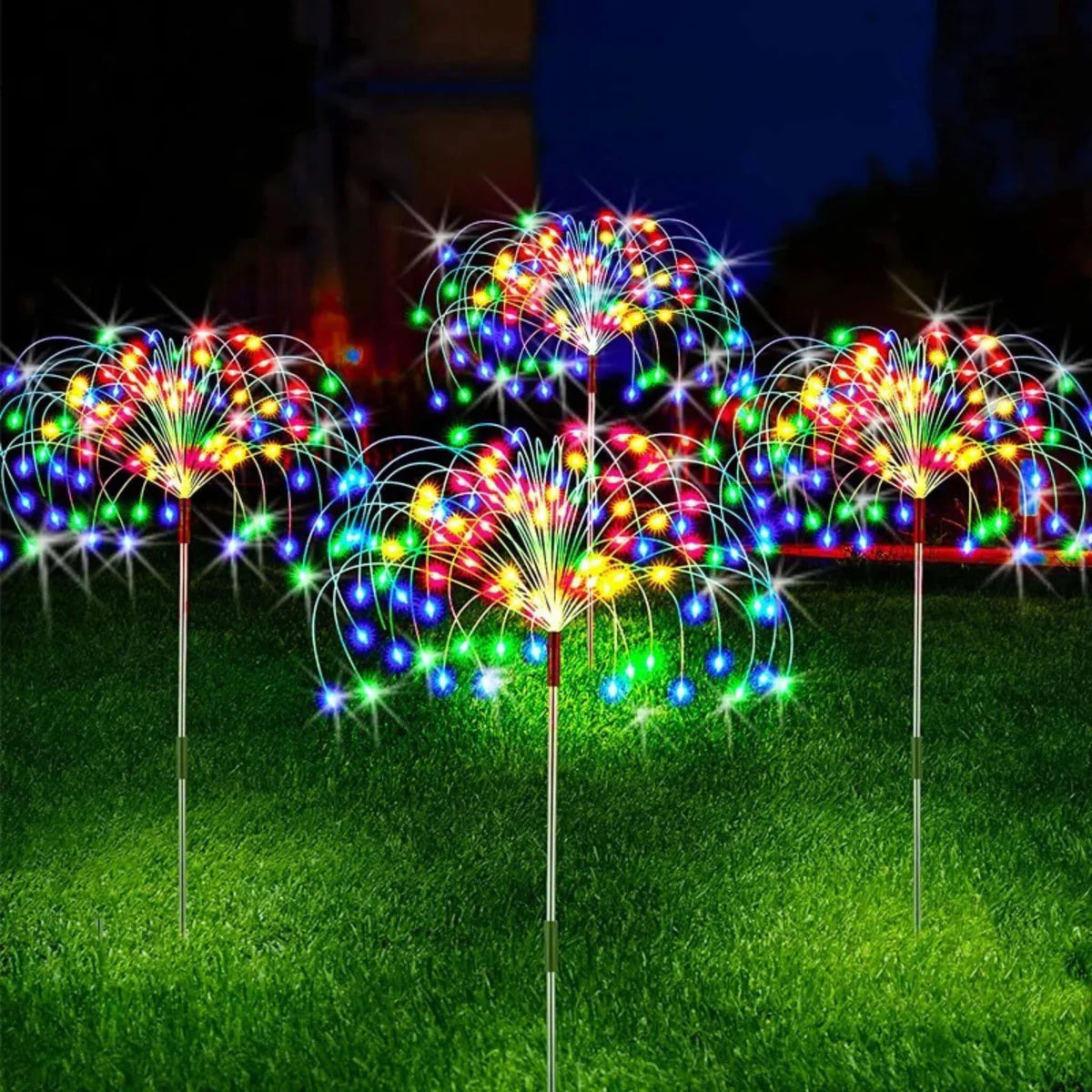 Luminária Solar Fogos de Artifício Iluminação Decorativa para Jardim e Natal