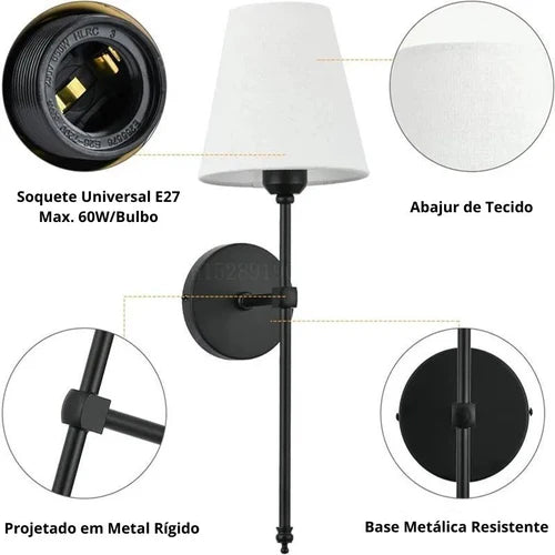 Luminária Arandela de Parede Estilo Clássico – Elegância Atemporal