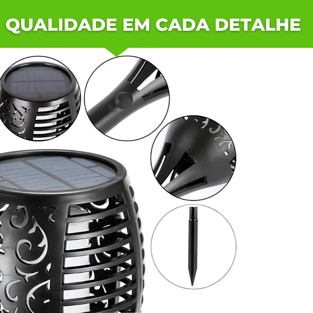 Tocha Solar LED Impermeável para Jardim - Iluminação Sustentável e Sofisticada