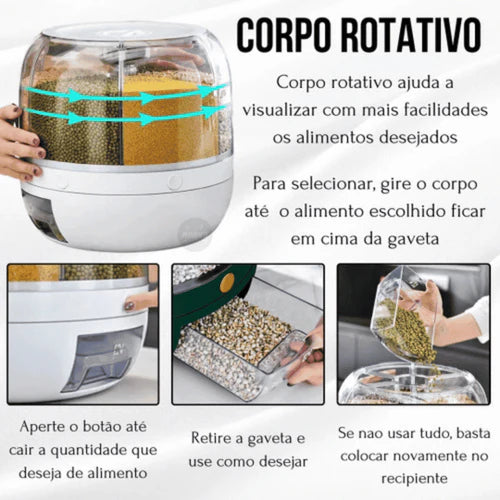 Dispensador Giratório 360° para Arroz e Grãos Zelar