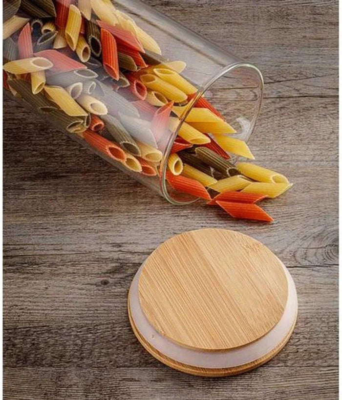 Kit 4 Potes Herméticos com Tampa de Bambu | Organização com estilo e frescor