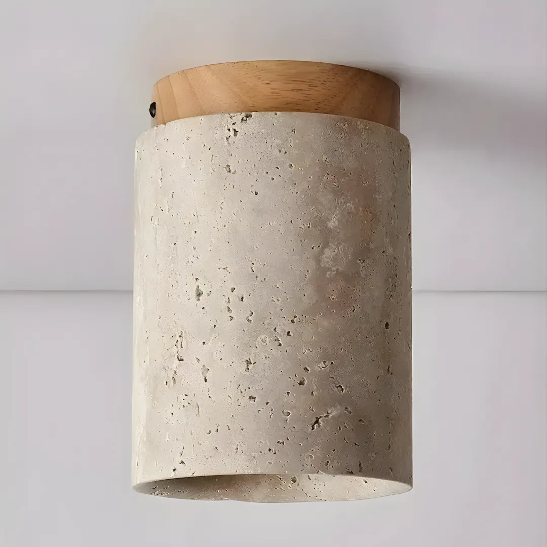 Lustre Pedra Travertino com Textura Natural e Iluminação Aconchegante