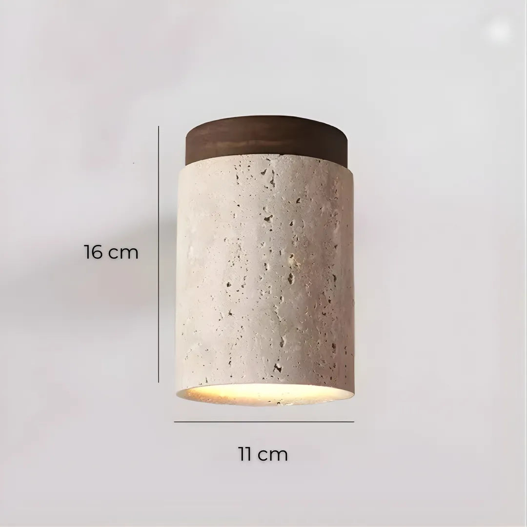 Lustre Pedra Travertino com Textura Natural e Iluminação Aconchegante
