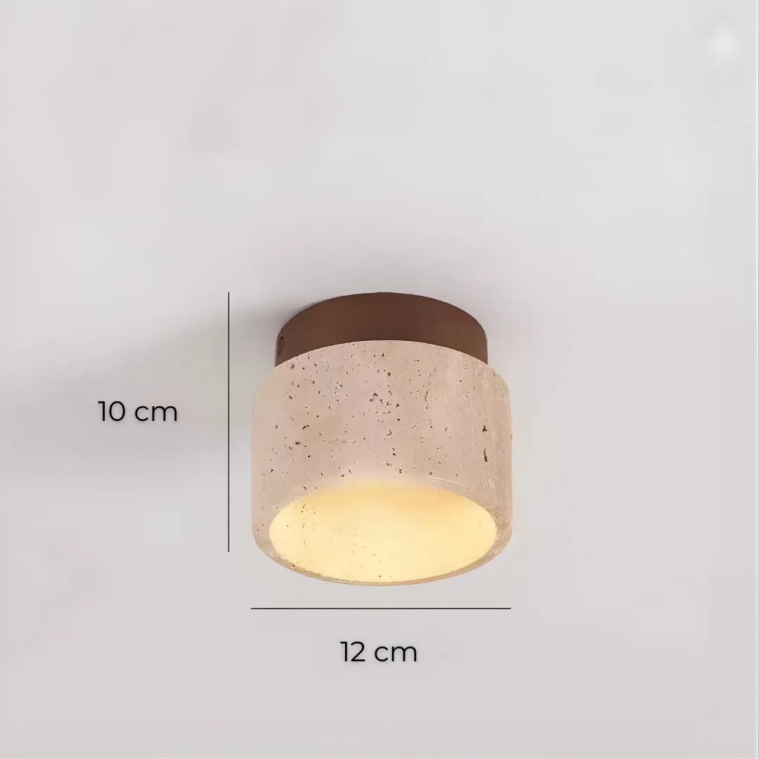 Lustre Pedra Travertino com Textura Natural e Iluminação Aconchegante