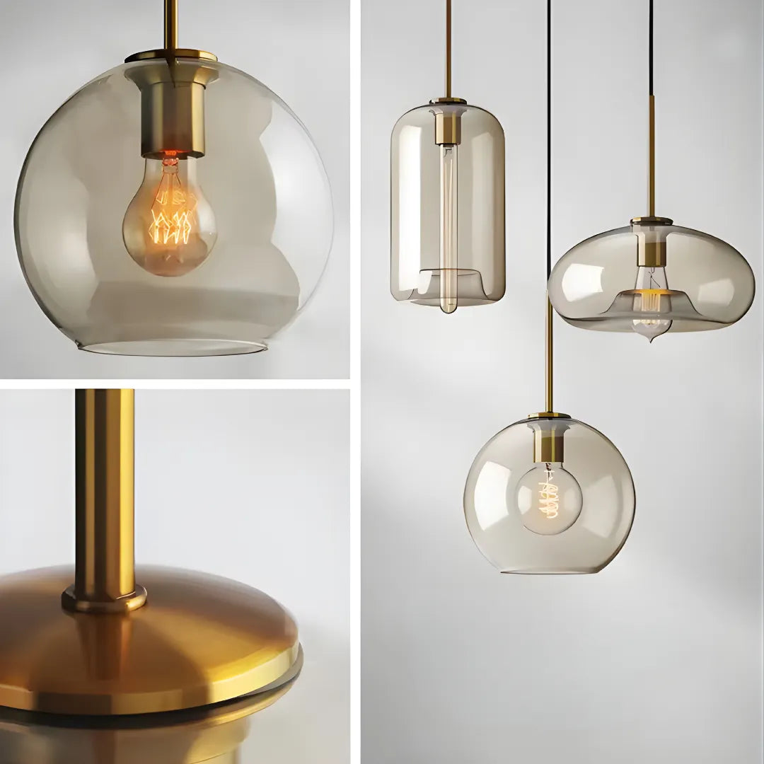 Pendente Loft Industrial em Vidro e Metal com Altura Ajustável e Design Moderno