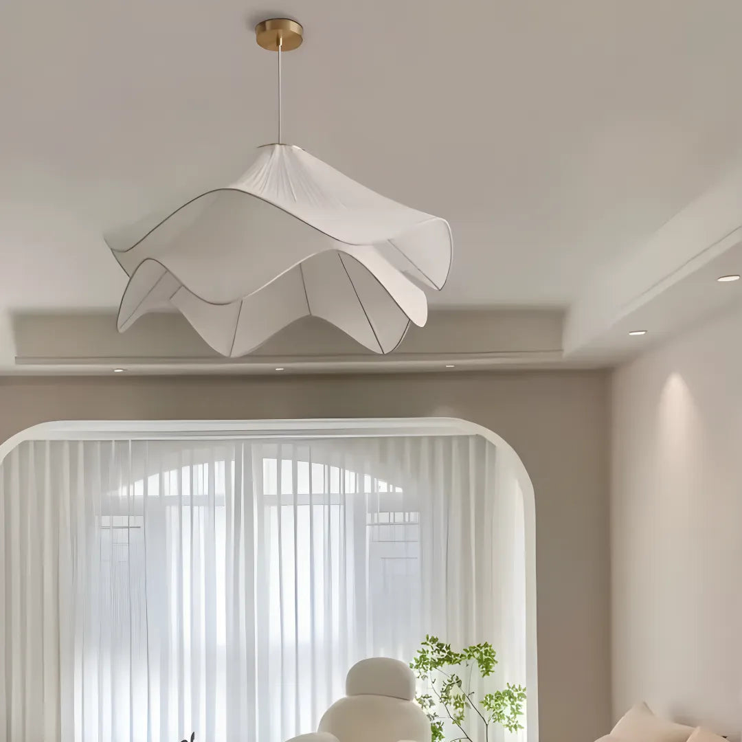 Luminária Pendente Moderna Flor em Tecido Suavidade para Sua Sala de Estar