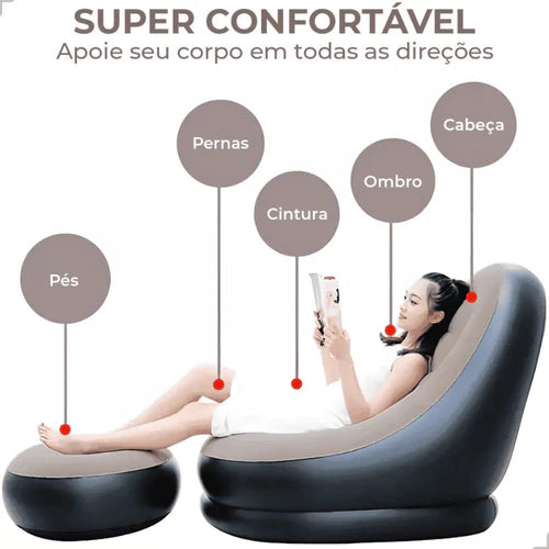 Poltrona Inflável Anatômica com Puff