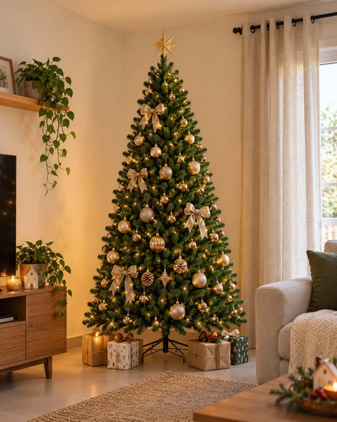 Árvore de Natal 2,40 m Cheia 1.400 Galhos Base de Ferro Nordmann