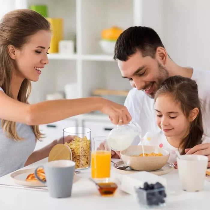 Kit com 6 Potes Herméticos de Vidro e Bambu — frescor duradouro com vedação total