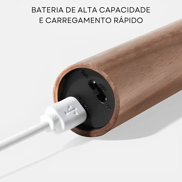 Luminária de Parede com Sensor e Base Magnética – Madeira e LED Inteligente