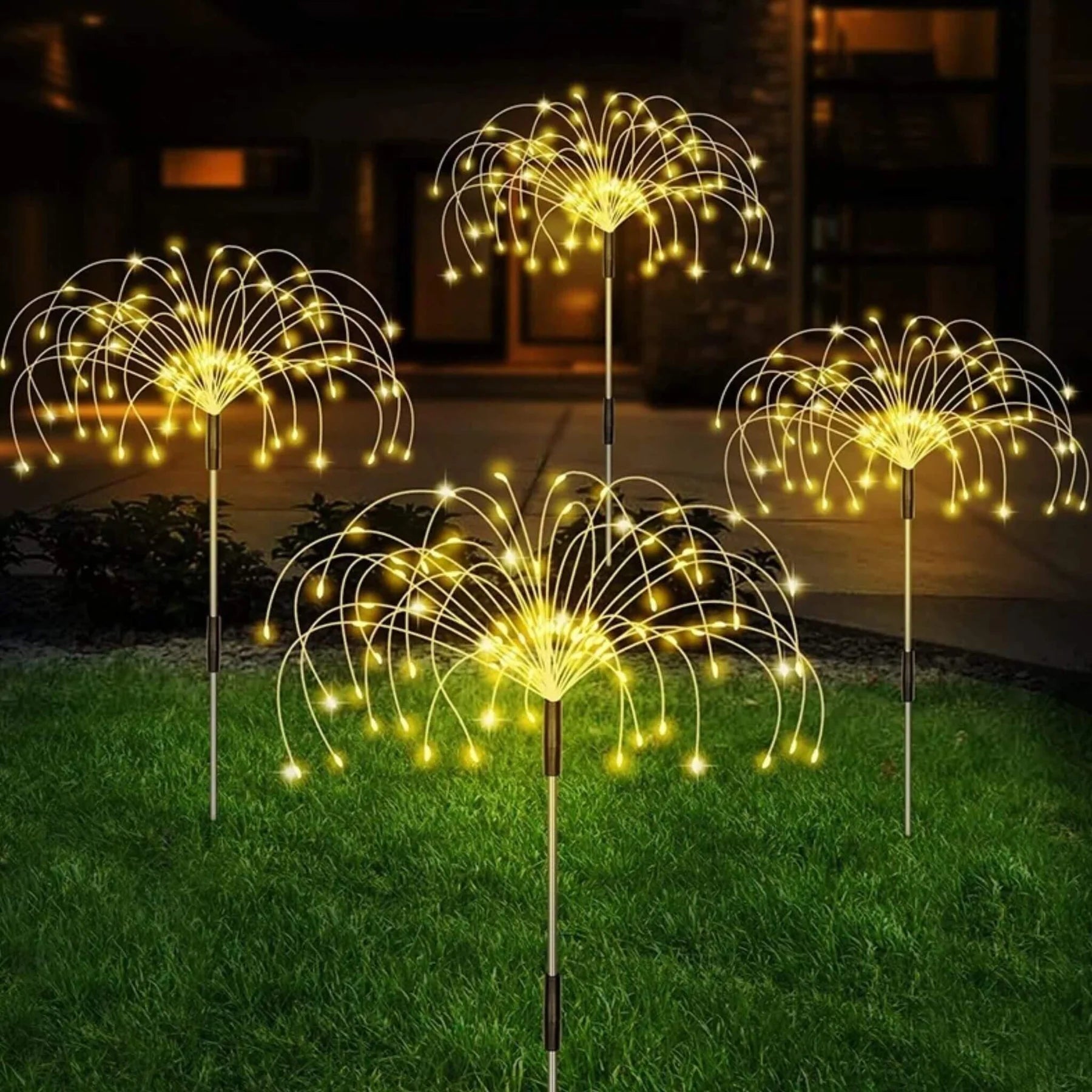 Luminária Solar Fogos de Artifício Iluminação Decorativa para Jardim e Natal