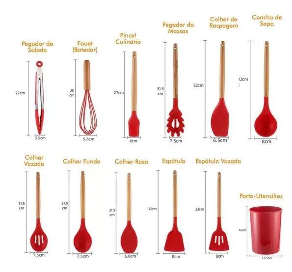 Conjunto 12 Utensílios de Silicone Resistente ao Calor | Duráveis e Sofisticados