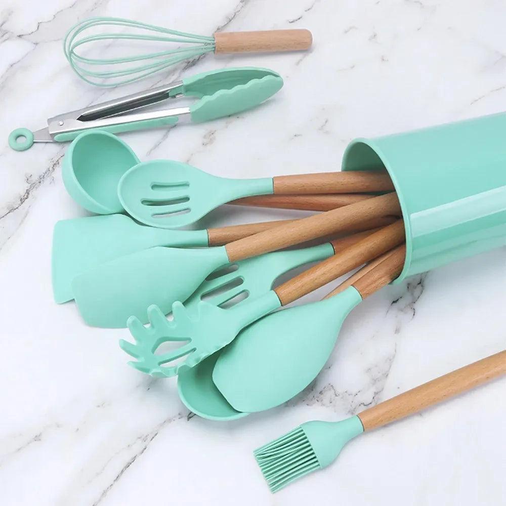 Conjunto 12 Utensílios de Silicone Resistente ao Calor | Duráveis e Sofisticados