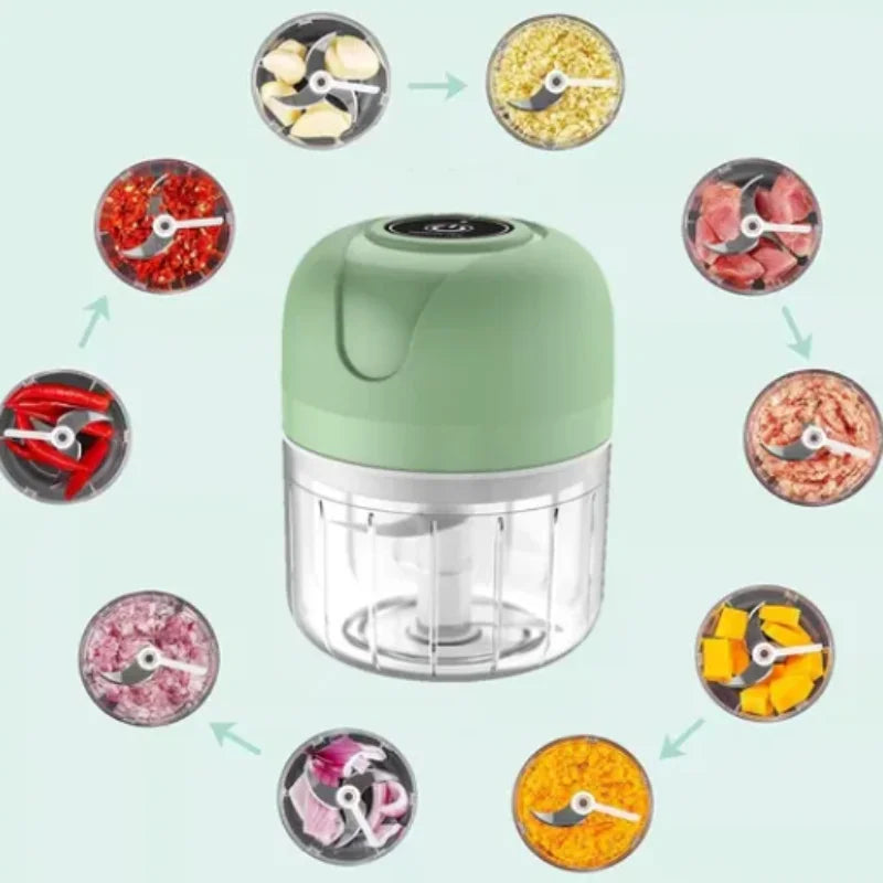 Mini Processador Triturador Elétrico 3 Laminas Recarregável