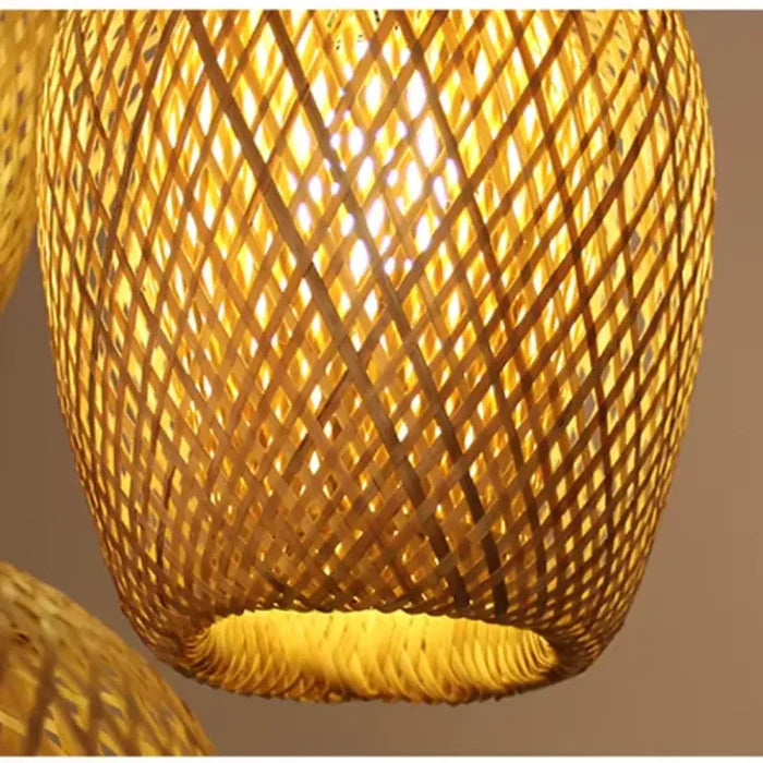 Luminária Pendente de Bambu Artesanal Estilo Japonês