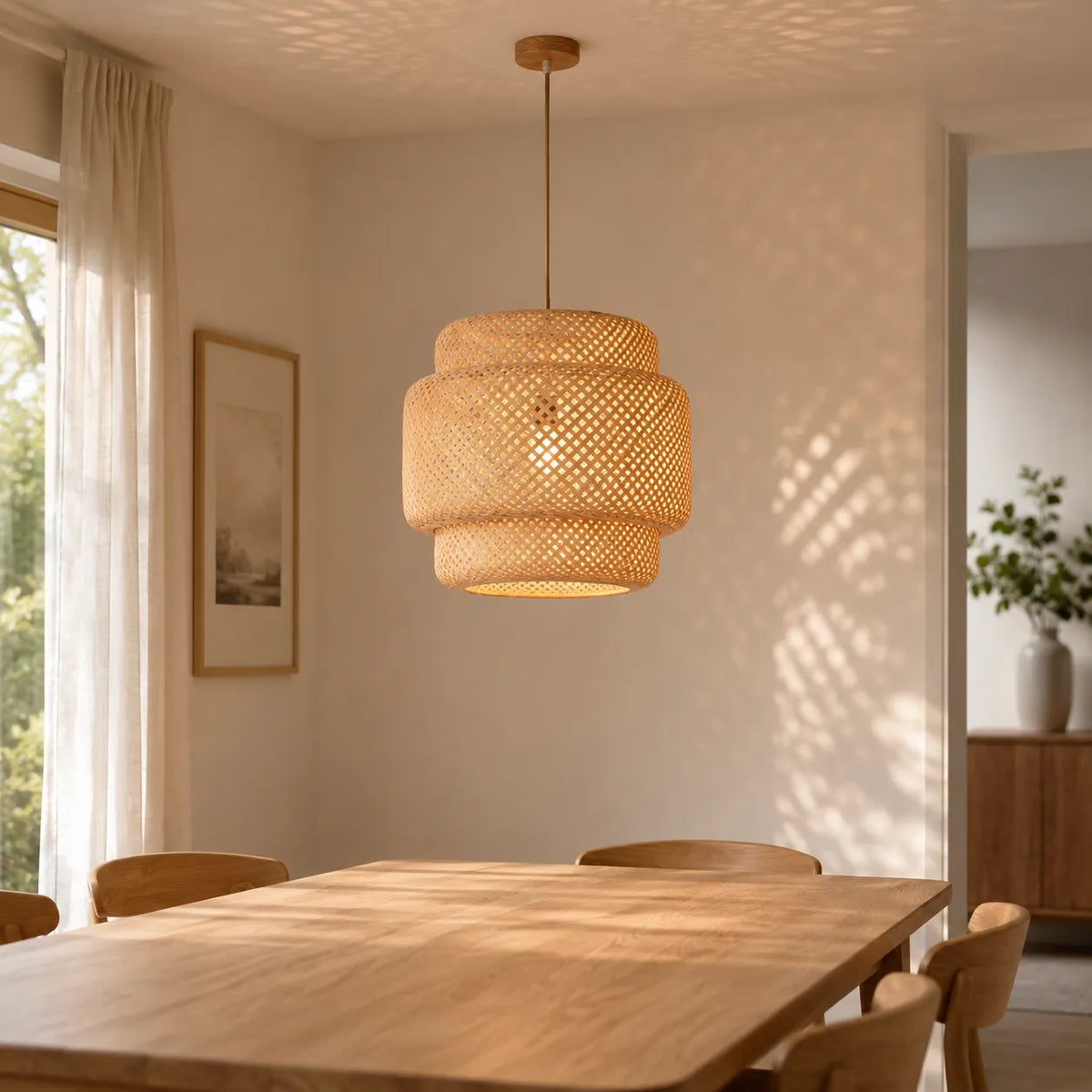 Luminária Pendente Bambu Trançado Alva