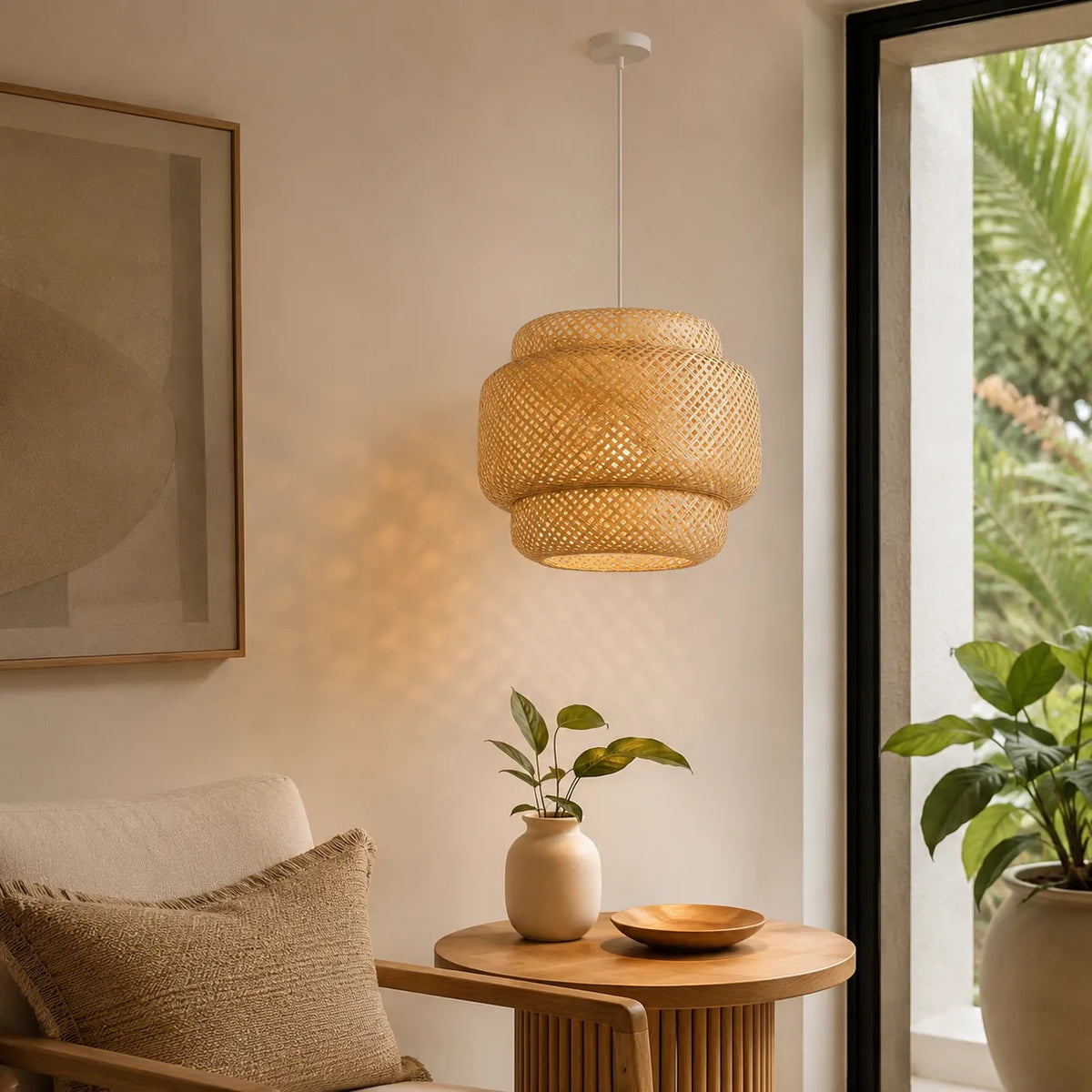 Luminária Pendente Bambu Trançado Alva