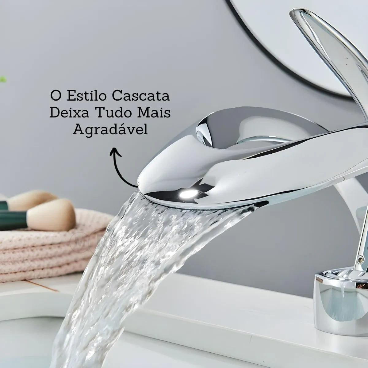 Torneira Cascata para Banheiro Monocomando Bica Baixa Moebius