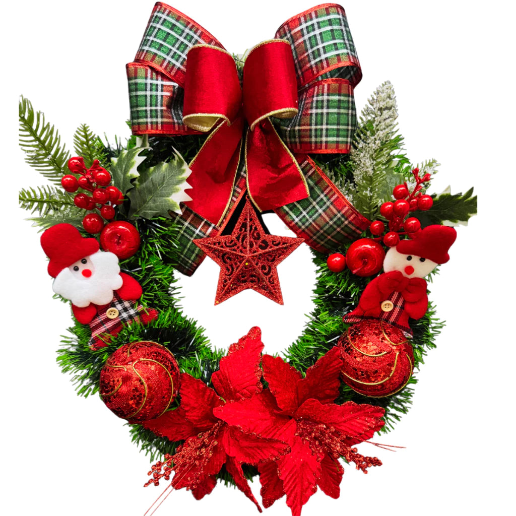 Guirlanda de Natal com Papai Noel Elegância e Encanto para sua Porta