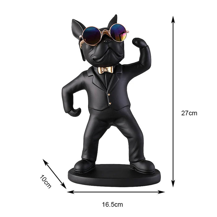 Escultura Decorativa BullDog Mordomo Suporte de Taças - Design Sofisticado e Material Resistente
