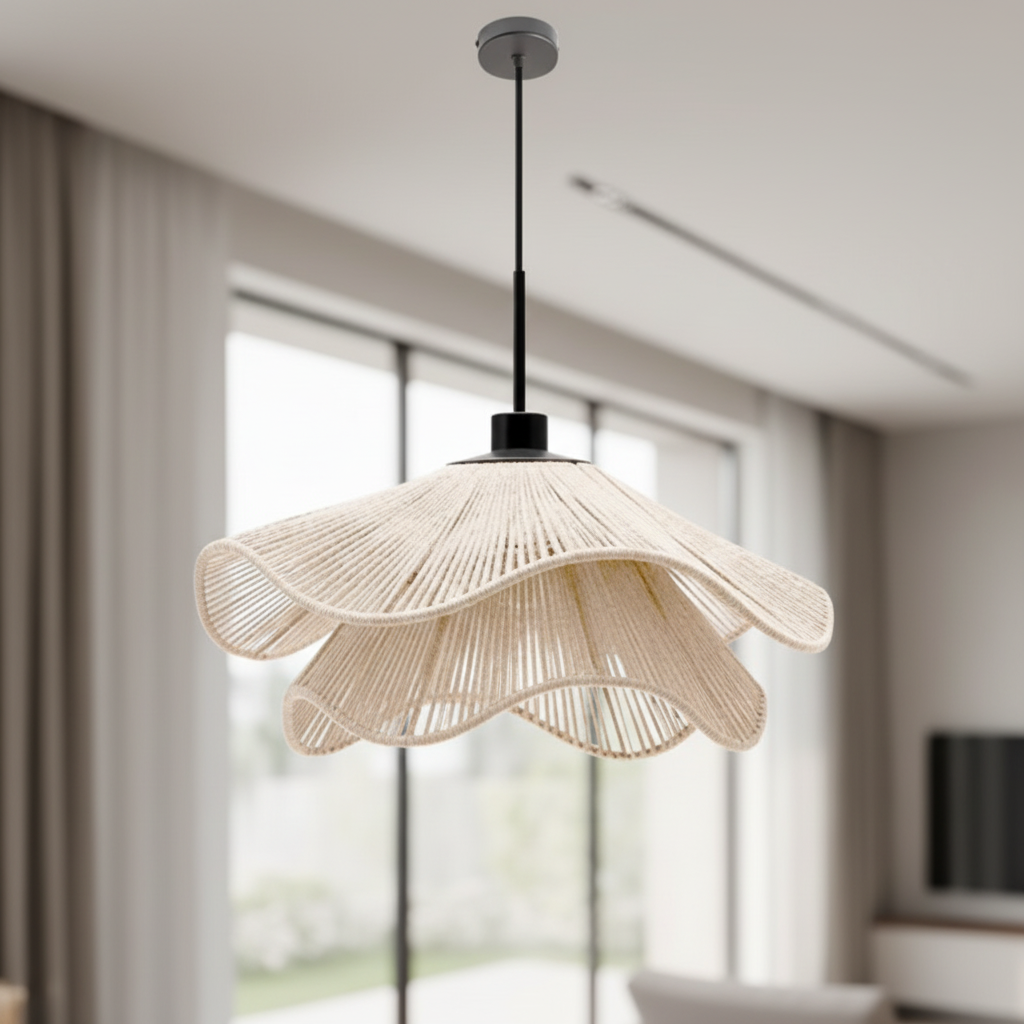 Luminária Pendente de Corda Ondulada Boho Maré