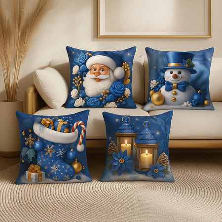 Kit 4 Capas de Almofada Natalinas 45x45cm Magia e Conforto para o seu Natal