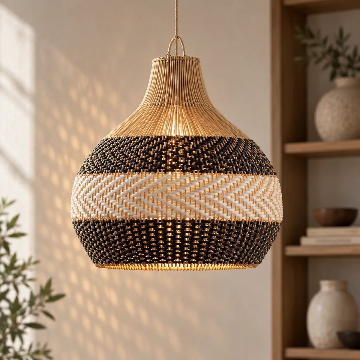 Luminária Pendente Rattan Trançado Artesanal Bali2