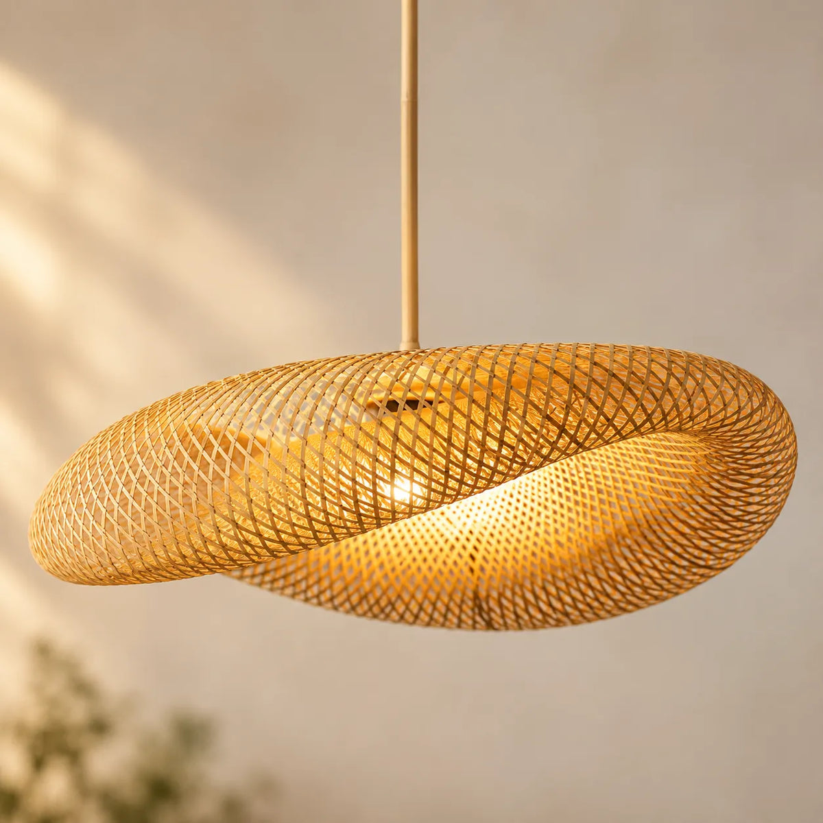 Luminária Pendente de Bambu Oval Honolulu
