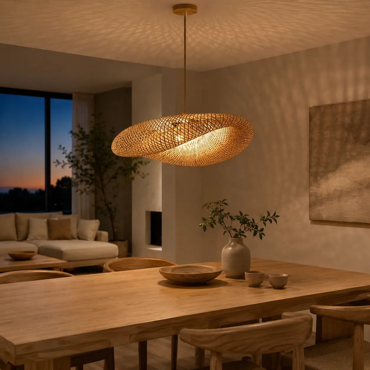 Luminária Pendente de Bambu Oval Honolulu 2