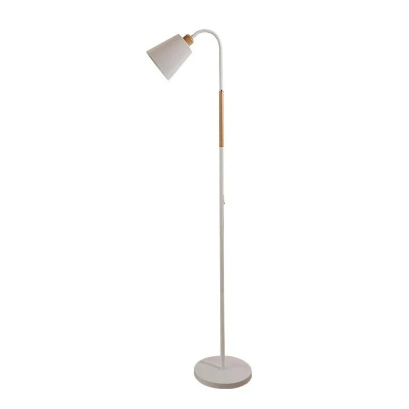 Luminária de Chão de Leitura Haste Flexível Madeira Nórdica Arcus