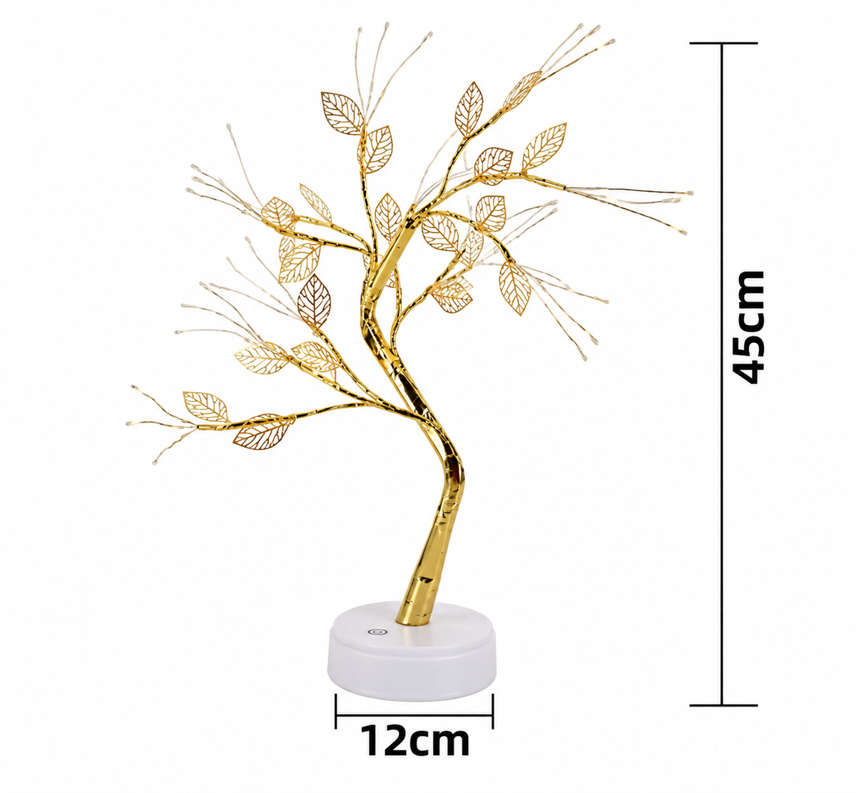 Luminária Árvore de LED Bonsai 45 cm Folhas Douradas 72 LEDs Ipê