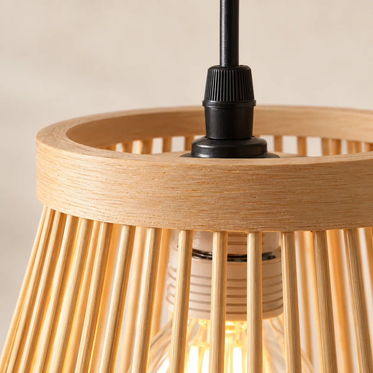 Luminária Pendente Bambu Natural Pequeno 18 ou 20 cm Anji