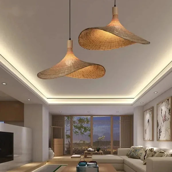 Luminária Pendente de Bambu Hat