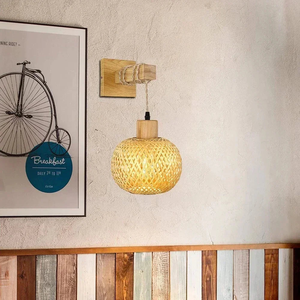 Arandela de Parede em Bambu Natural – Design Moderno e Sustentável