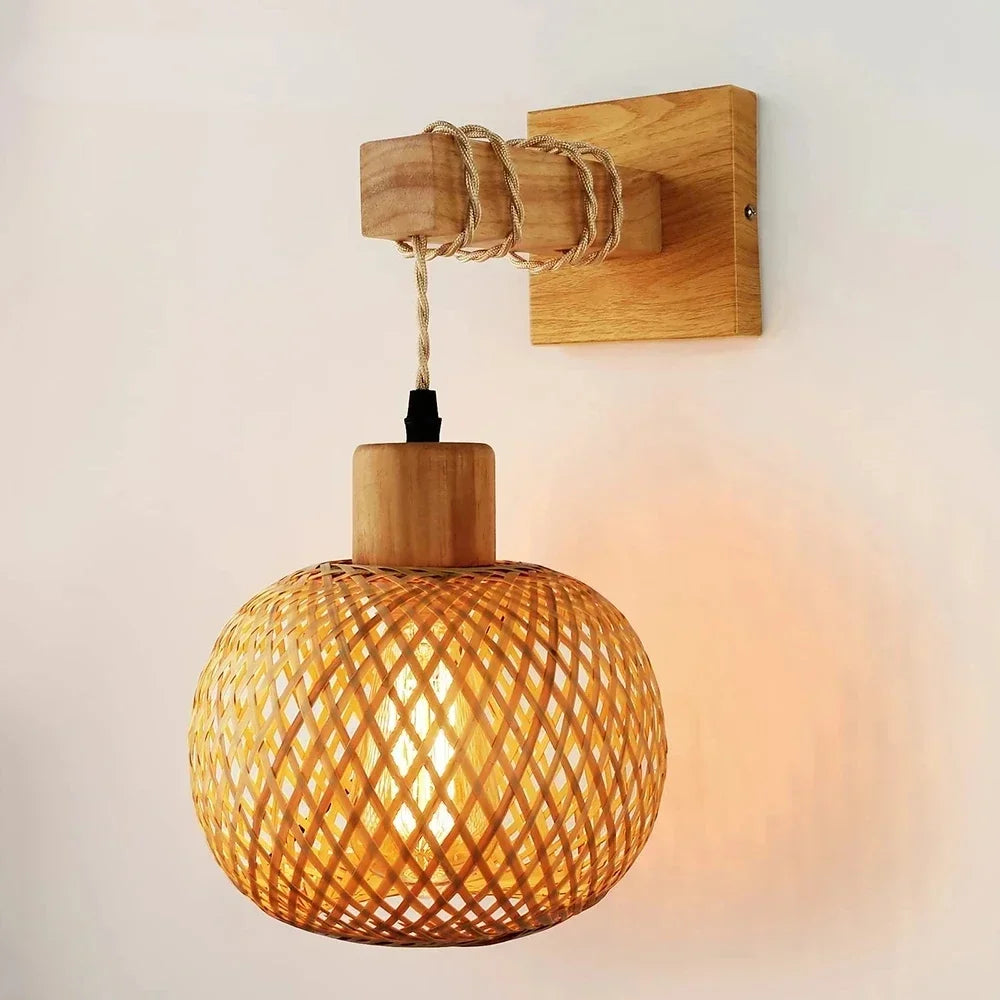 Arandela de Parede em Bambu Natural – Design Moderno e Sustentável