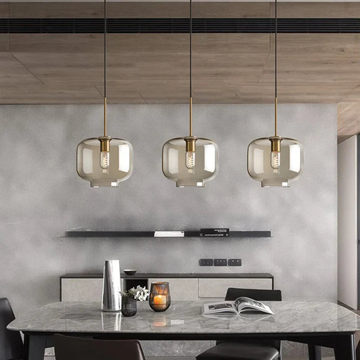 Pendente Loft Industrial em Vidro e Metal com Altura Ajustável e Design Moderno