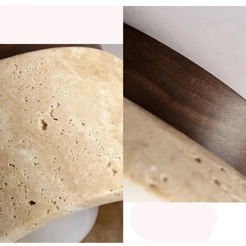 Lustre Pedra Travertino com Textura Natural e Iluminação Aconchegante