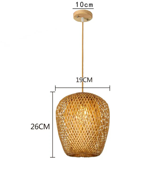 Luminária Pendente de Bambu Artesanal Estilo Japonês