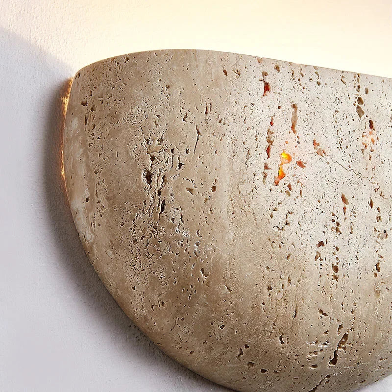 Arandela Detaila Meia Esfera Travertino