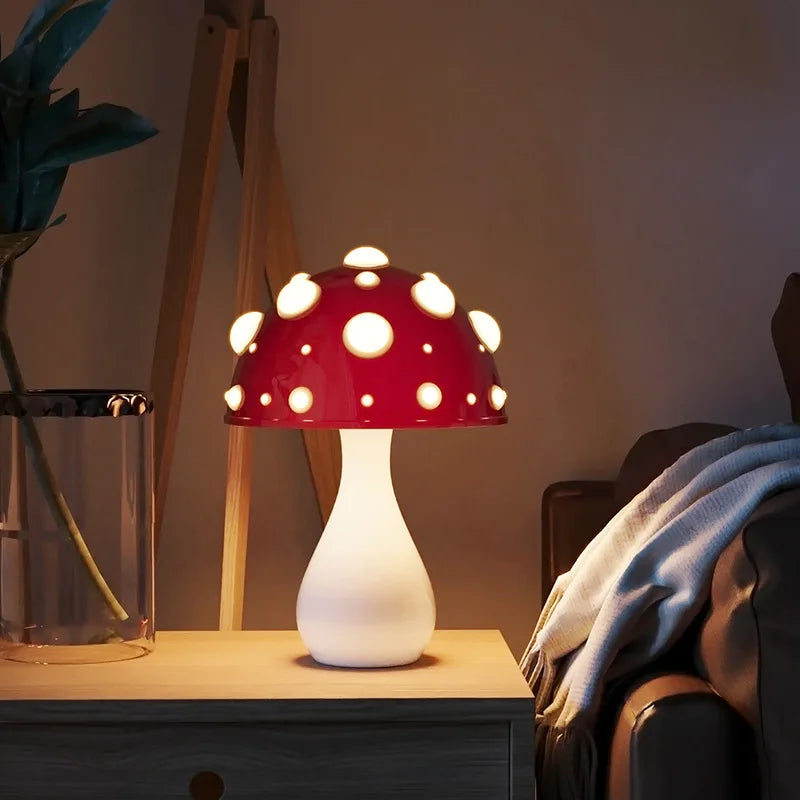 Abajur Cogumelo Luminária de Mesa Orb com Design Retrô e Iluminação Aconchegante