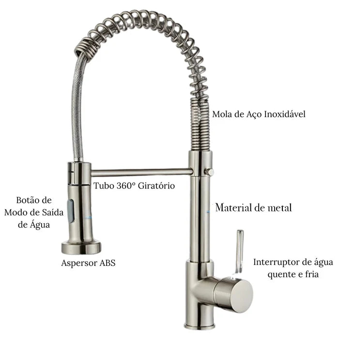 Torneira Gourmet Cozinha com Misturador Quente e Frio