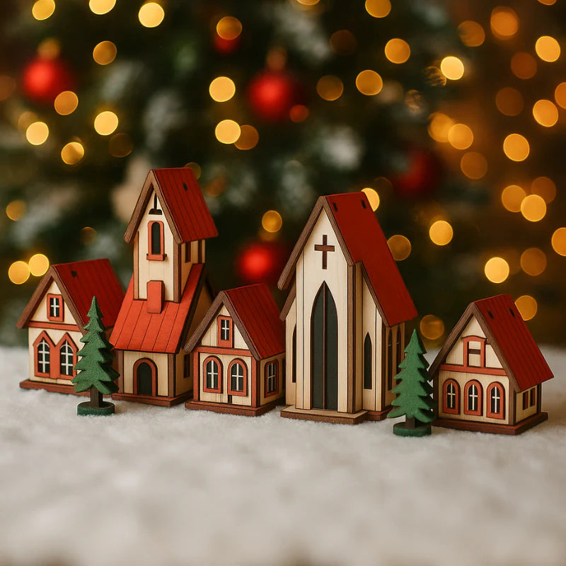 Vila Natalina Decorativa com 5 Casas Encanto e Magia para Sua Decoração de Natal