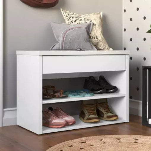 Sapateira Hall com Assento, 1 Gaveta e 2 Prateleiras