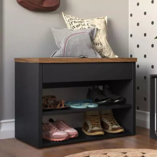Sapateira Hall com Assento, 1 Gaveta e 2 Prateleiras