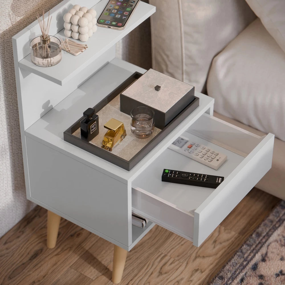 Mesa de Cabeceira com Gaveta Sleep, Nicho e Prateleira