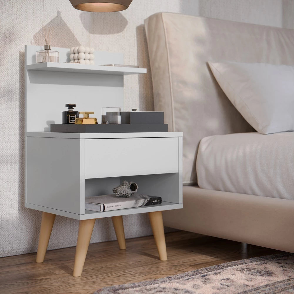 Mesa de Cabeceira com Gaveta Sleep, Nicho e Prateleira