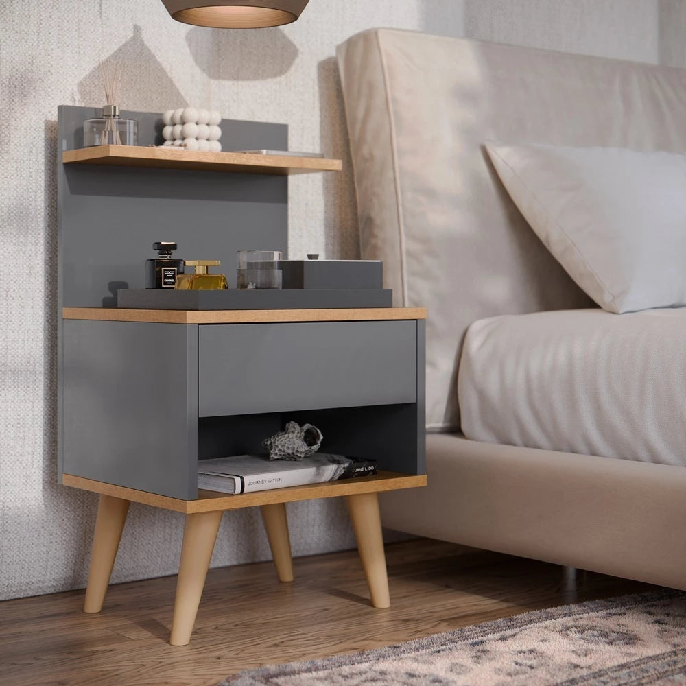 Mesa de Cabeceira com Gaveta Sleep, Nicho e Prateleira